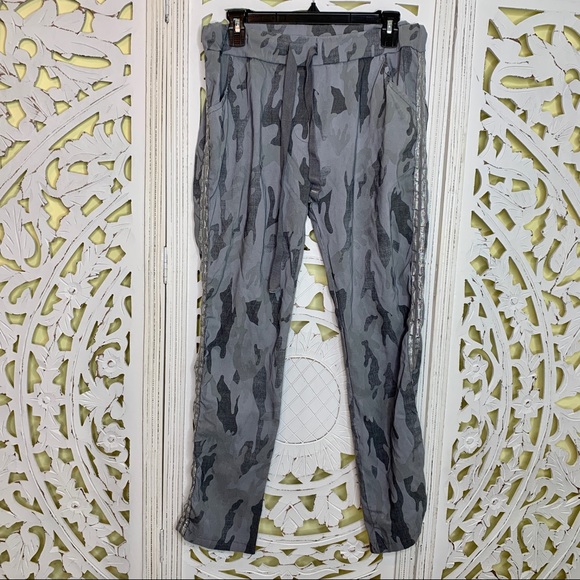Made in Italy Pants - Made in Italy Gray Camouflage Drawstring Joggers